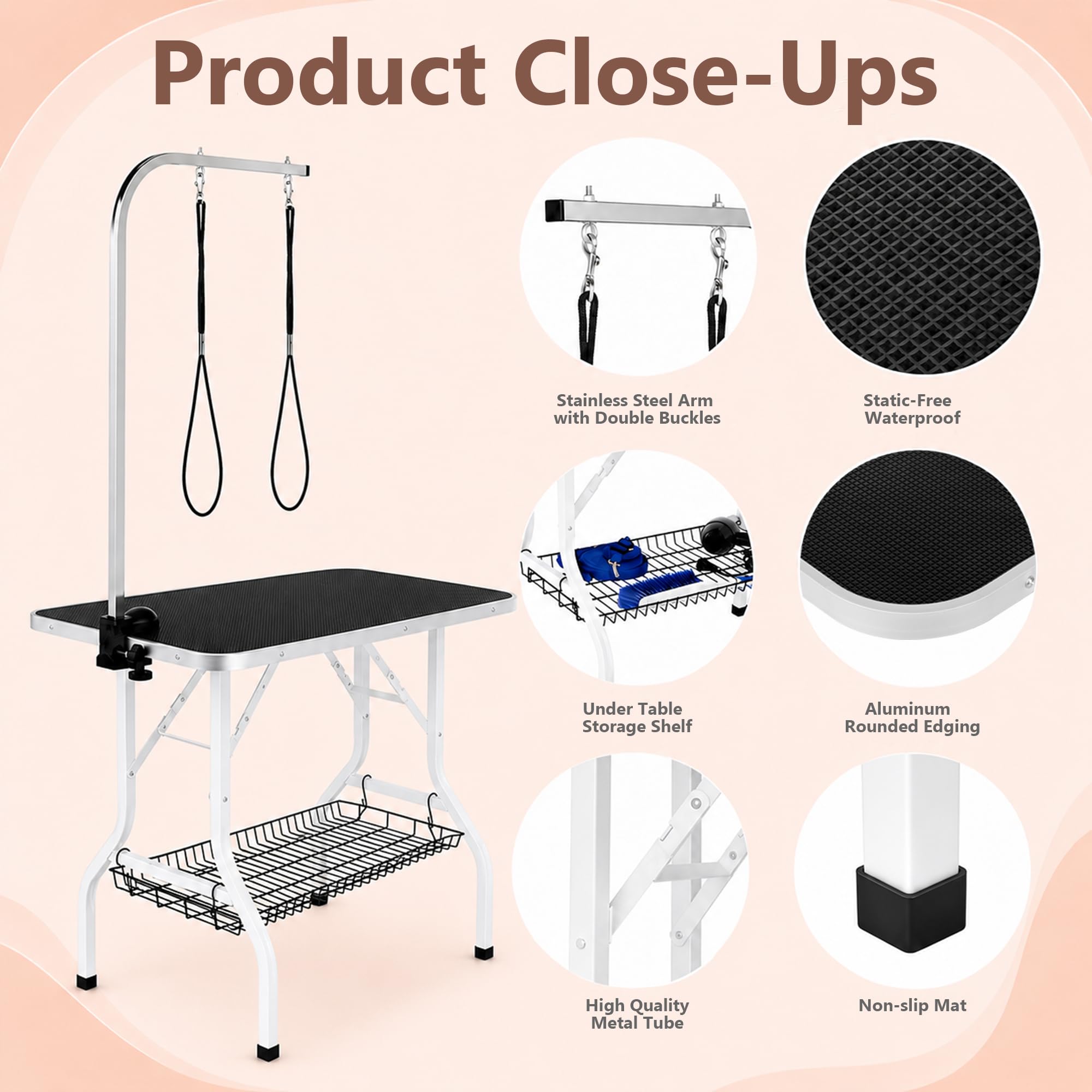 Yaheetech 36'' Dog Grooming Table, Pet Foldable Grooming Table w
